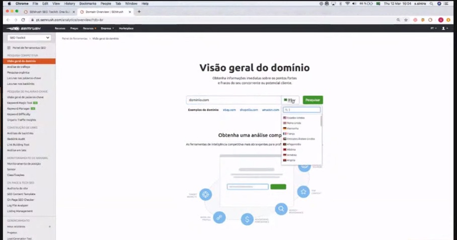 SEMrush Visão Geral do Domínio